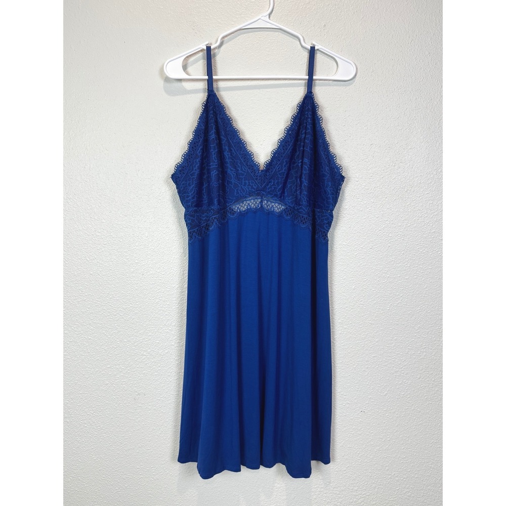 Soma Chemise Women XXL Blue Cool Nights Lace Soft Support Majesty Blue 570326327